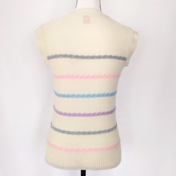 Vintage 1970s Jane Colby Pale Yellow Striped Knit Sweater - Picture 7 of 13